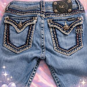 Miss Me Women's Light Blue Embroidered Pocket Jeans